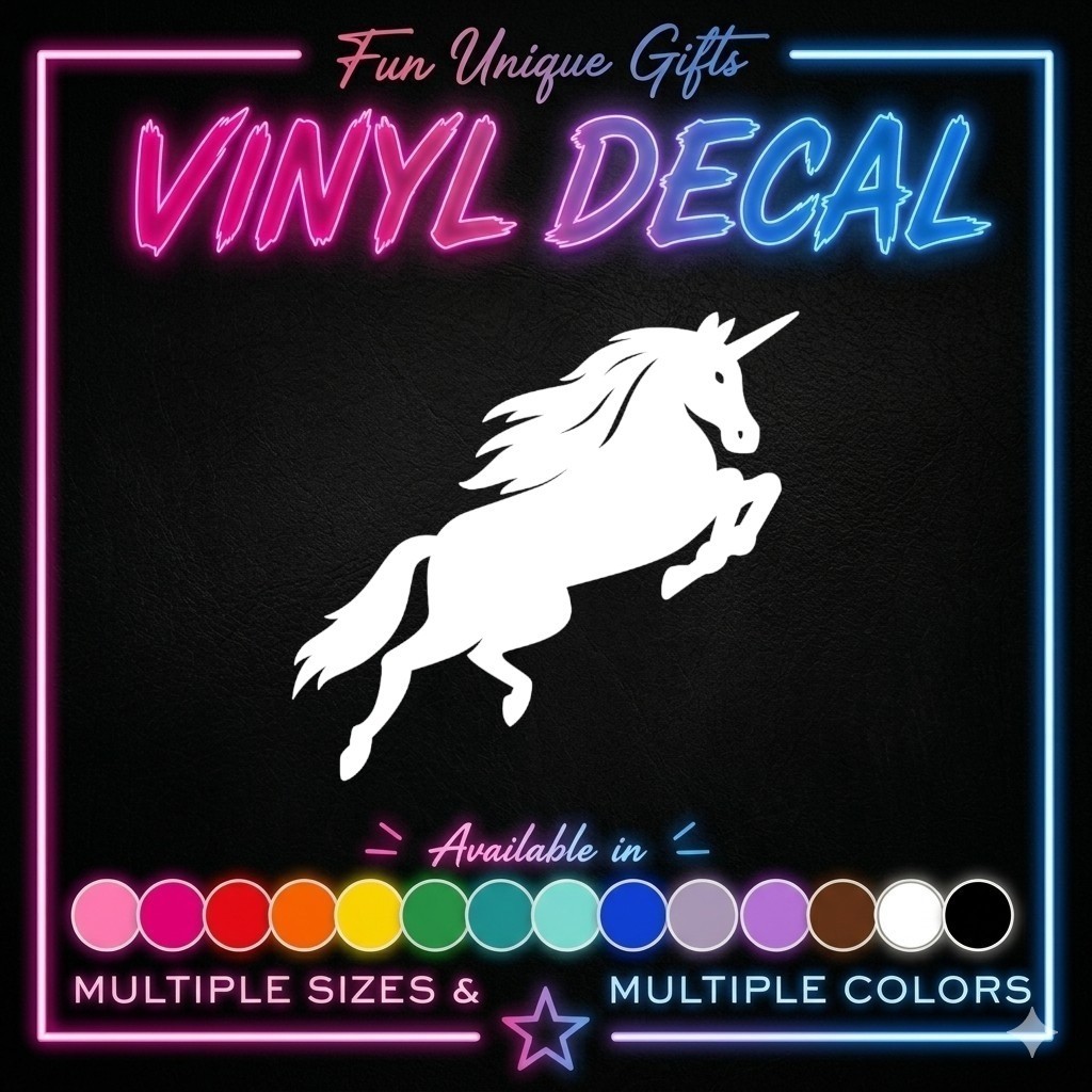 Jumping Unicorn Fantasy Magic Vinyl Decal Choose Size/Color Sticker FREE SHIP