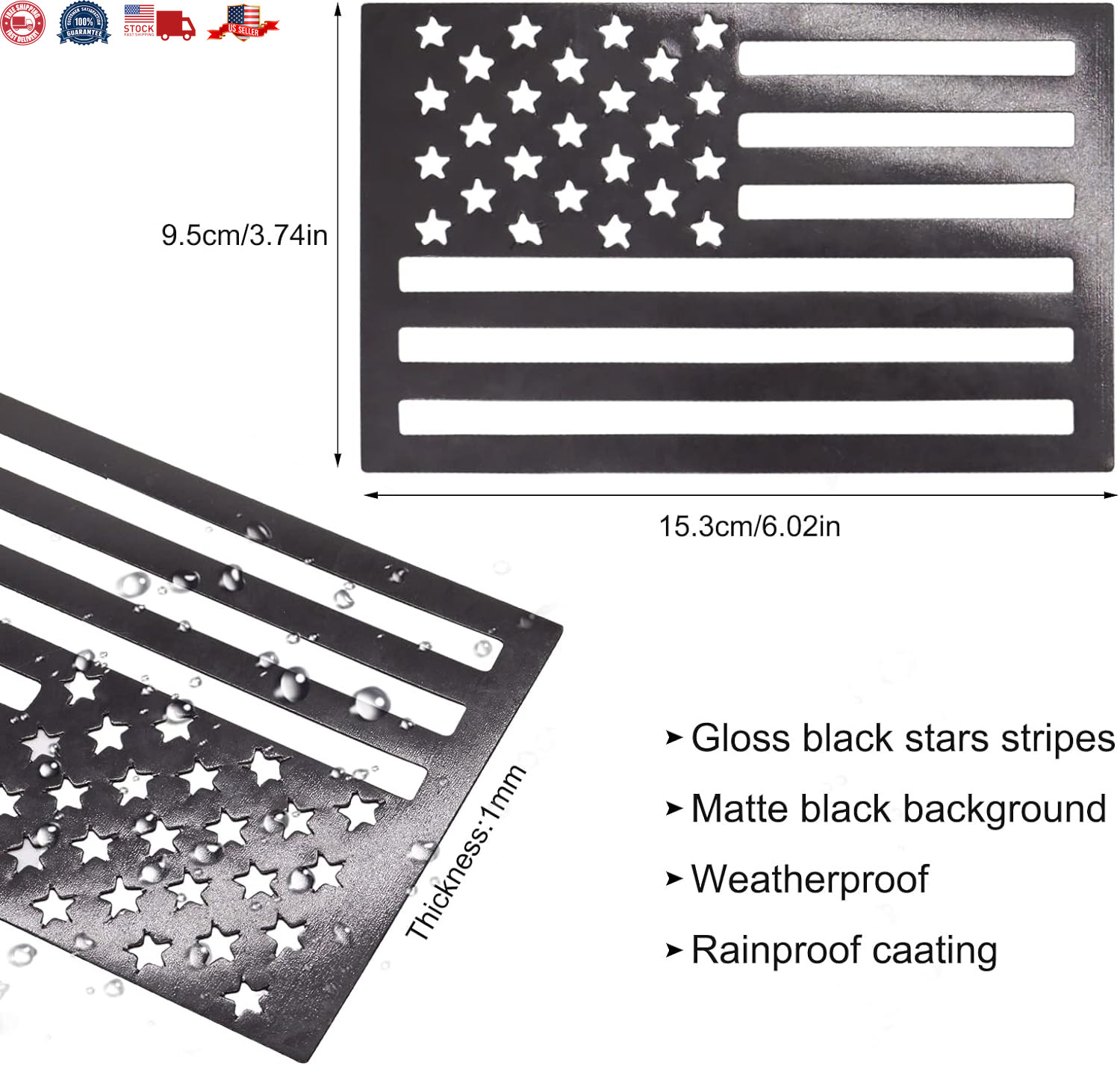 American Flag Magnet Decal, 2 Pack 6.1 x 3.7 Inch for Cars/Trucks