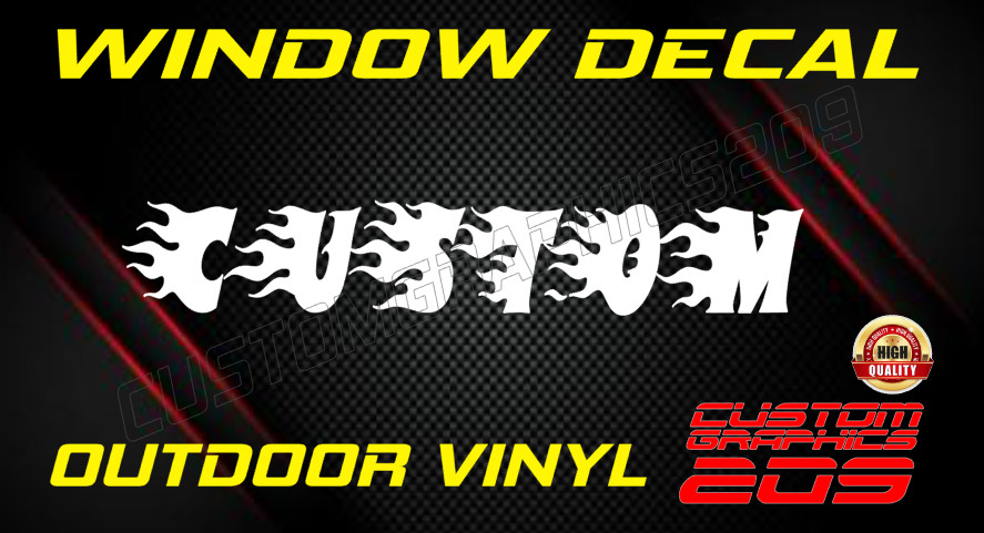 Custom Flame Text Truck Car Window Decal Oracal 651 Waterproof Vinyl