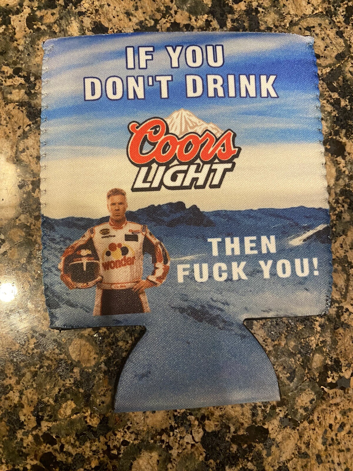 One coors light Ricky Bobby Beer pop soda can koozie camping kayaking fishing