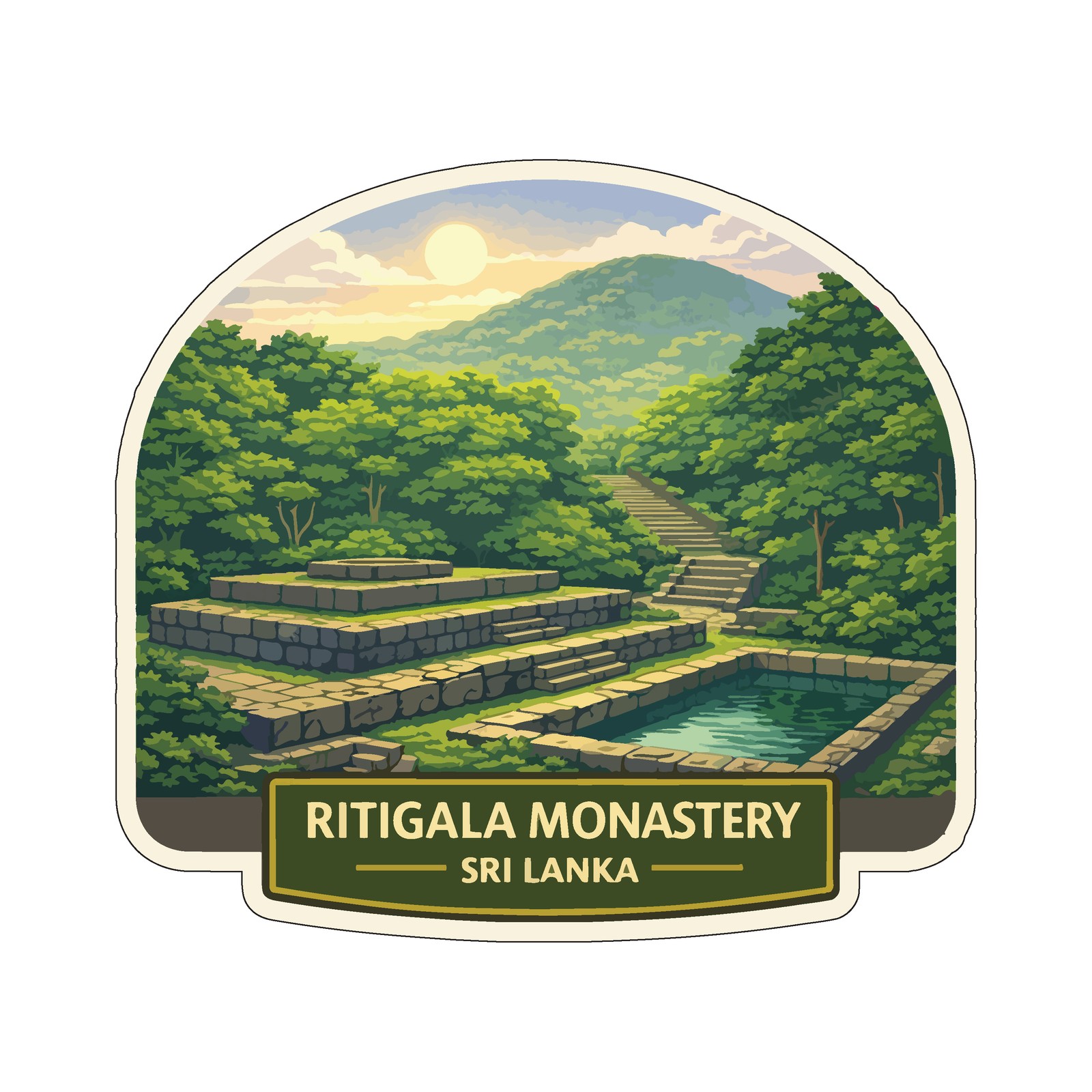 Ritigala Monastery Sri Lanka Sticker Decal Vinyl Die-Cut World Heritage Sites