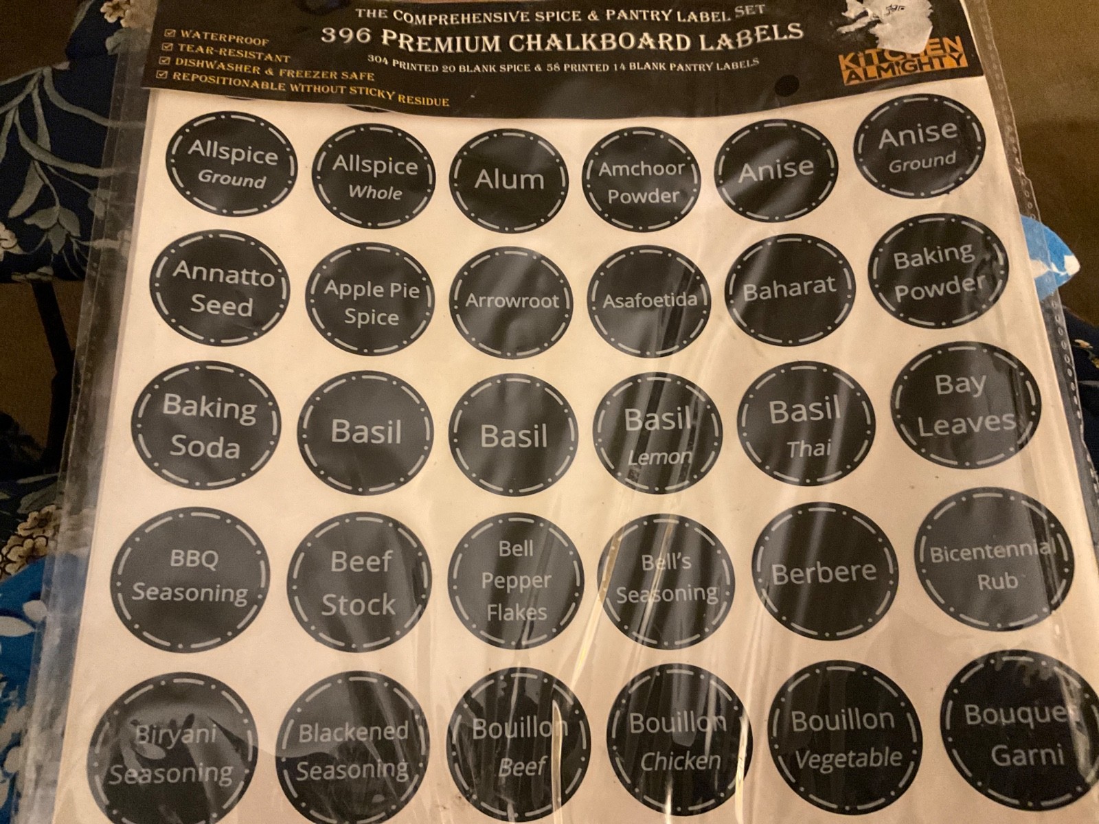 KITCHEN ALMIGHTY Set of 396 Spice & Pantry Label Stickers – CHALKBOARD