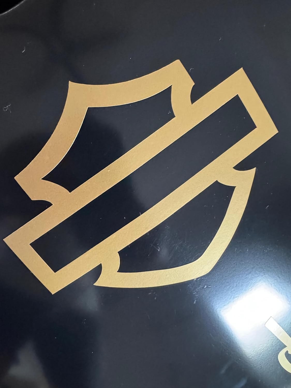 Motorcycle Shield Vinyl Decal 5"x4" Gold Bar Design for Bikes