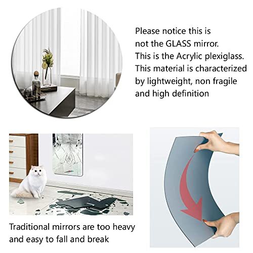 10 15 20 30cm Decor Flexible Large Bedroom Acrylic Mirror Tiles Round Elliptic