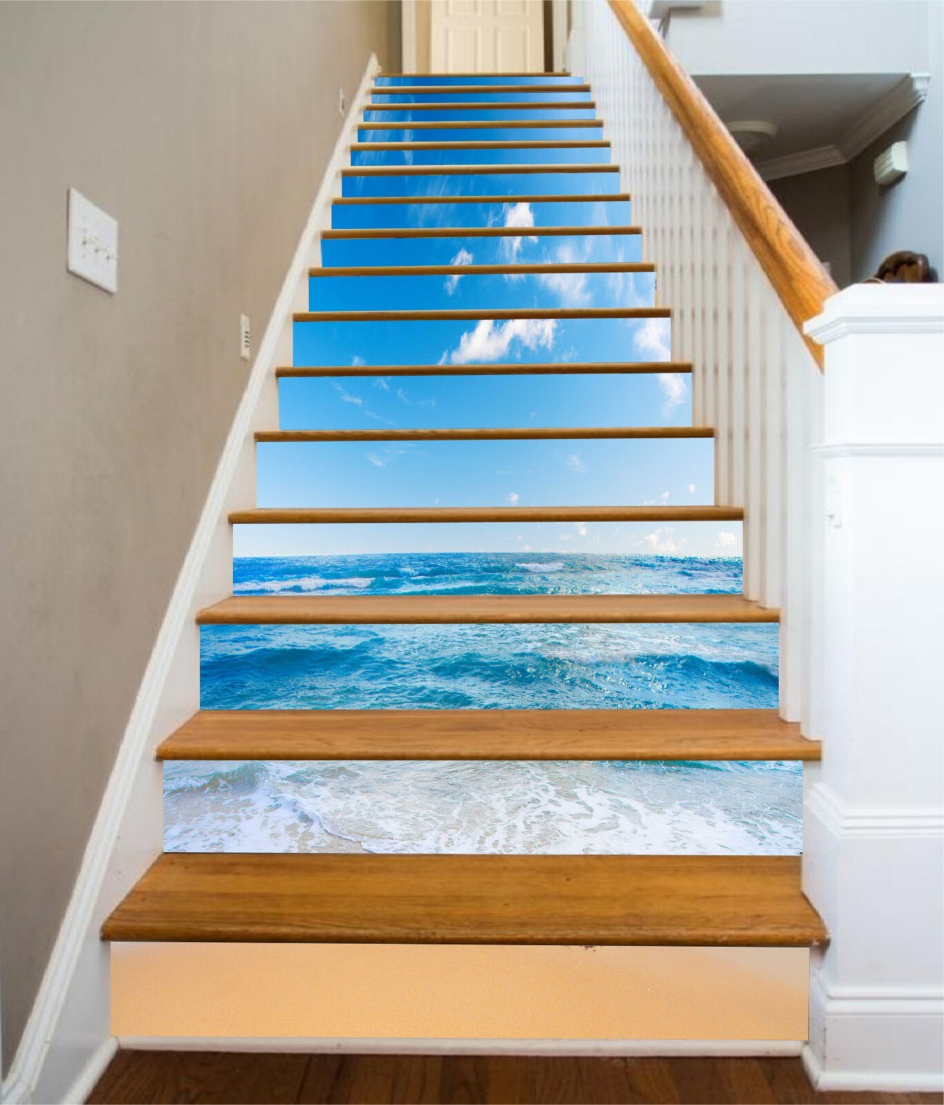 3D Beach Waves AZ779 Stair Risers Decoration Mural Vinyl Wallpaper Kay
