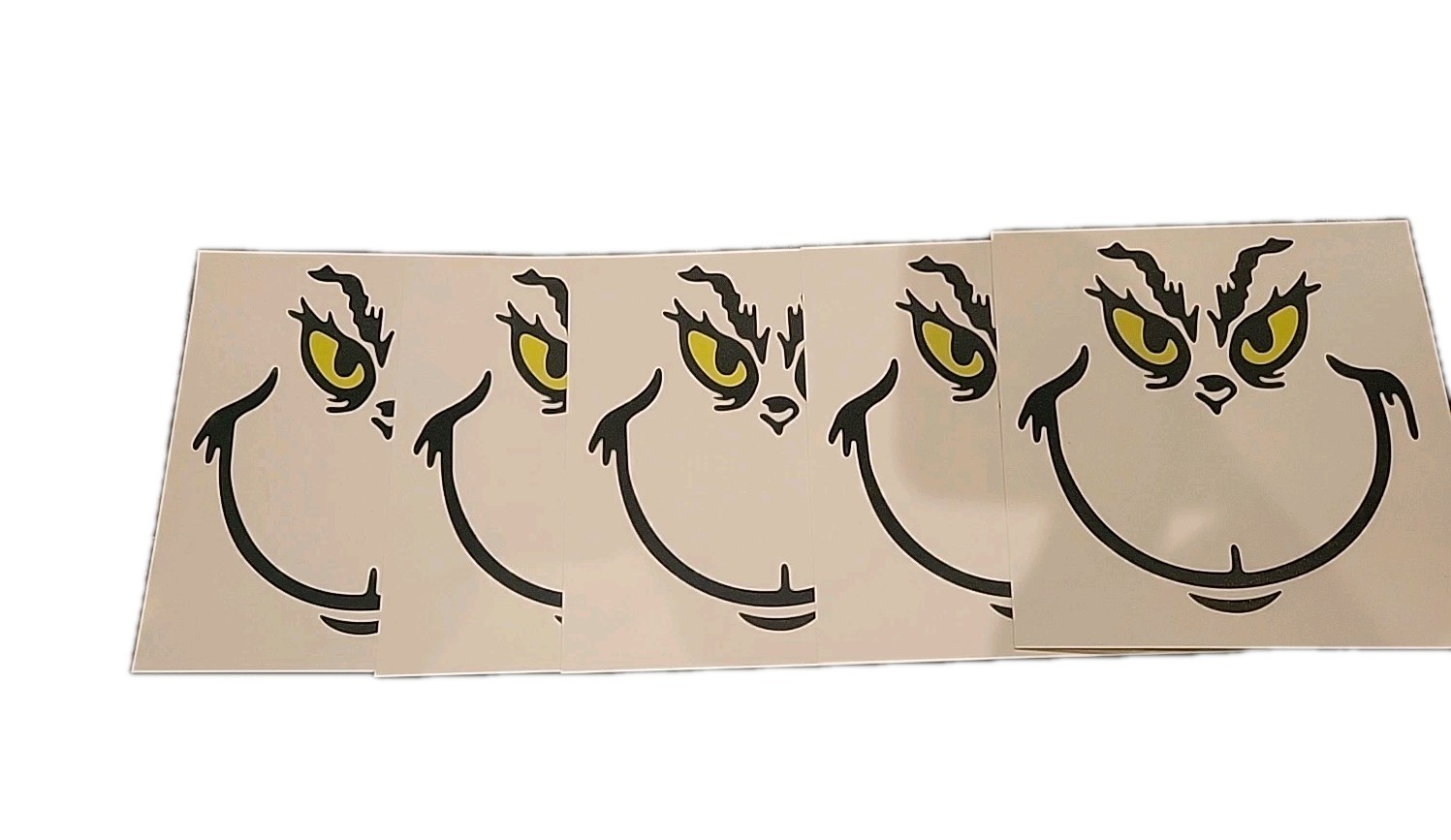 Grinch Decals – Medium – 3×3" – Lot Of 5 – Green & Yellow Eyes