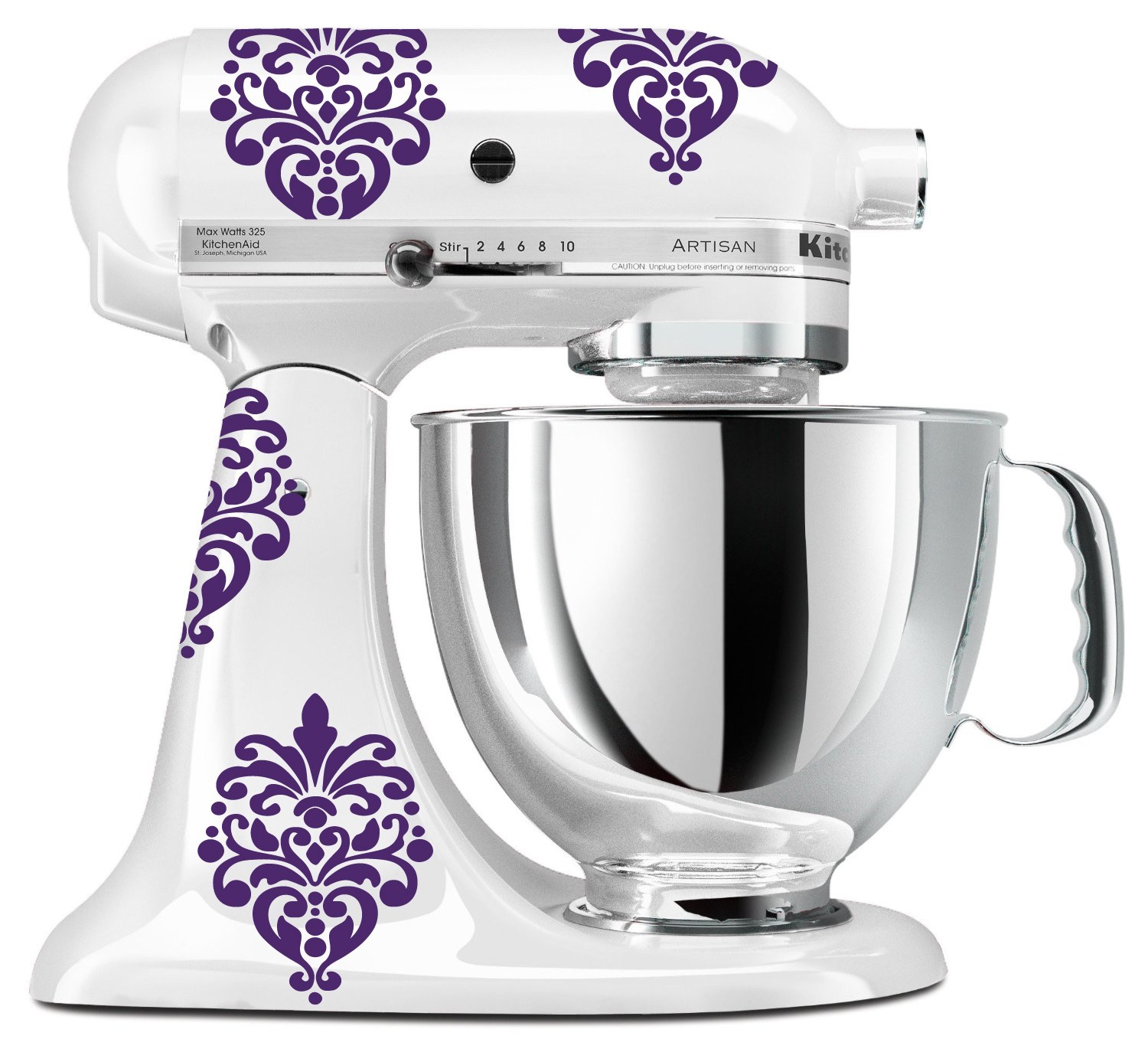 Damask Vinyl Decals for KitchenAid Mixer: Set of 8