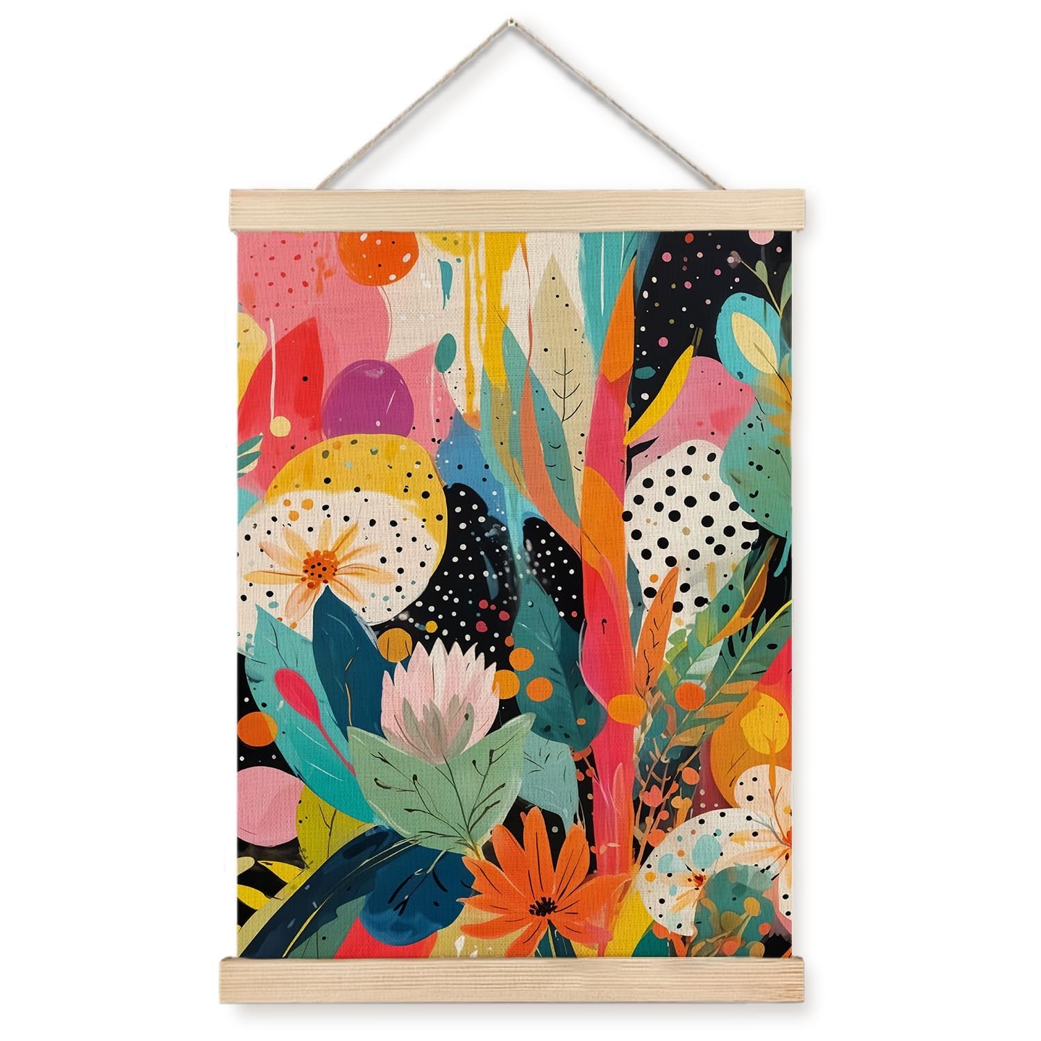 JINYO Maximalist Boho Floral Wall Art Poster, Eclectic Home Decor, Modern Abs…