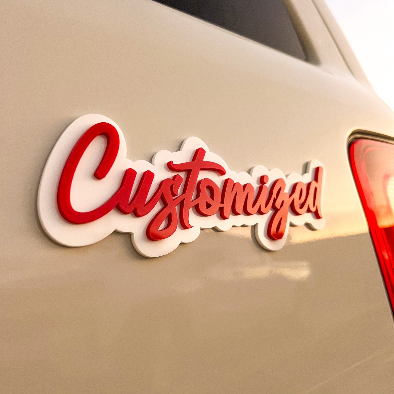 Customized Car Acrylic Emblem Badge MULTI COLOR Custom Text Names