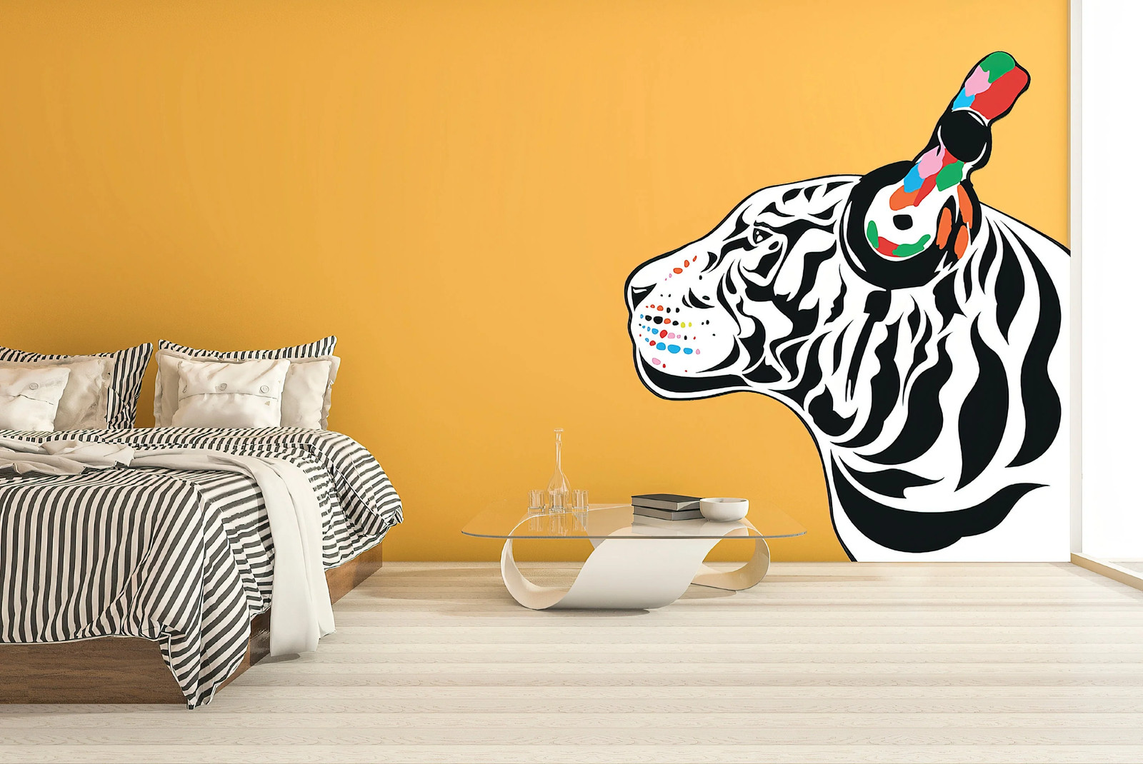 Tiger Wall Art Sticker – Thinking DJ Tiger with Headphones Vinyl Decal – Funny