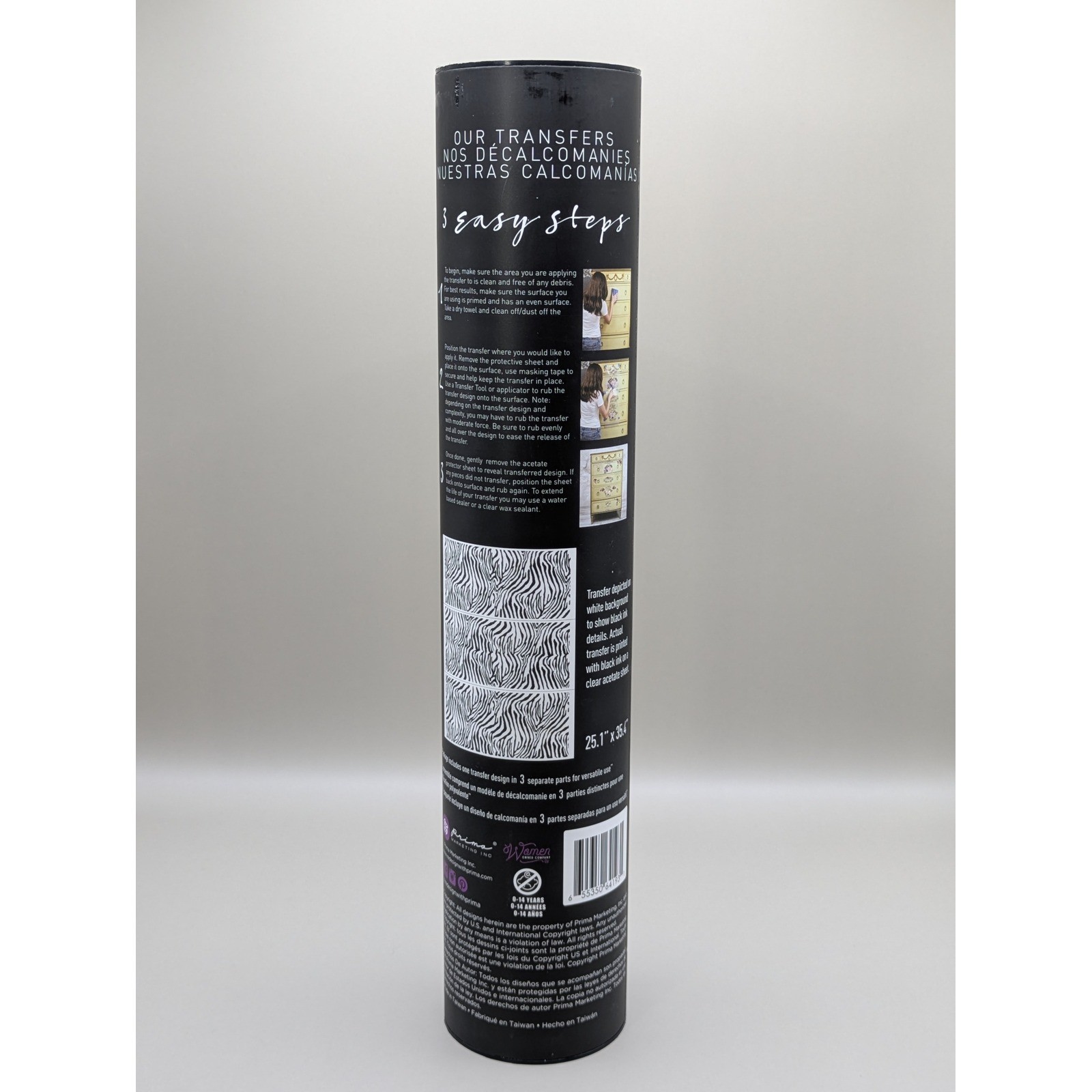 Redesign with Prima Decor Transfers – Zebra Print – 24×36 – Black White