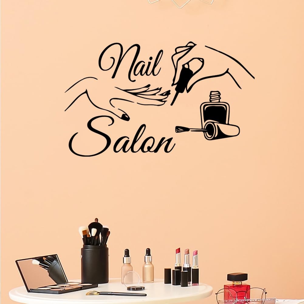 Nail Salon Wall Decal, Nail Polish Wall Sticker Removable Art Shop Store Deco…