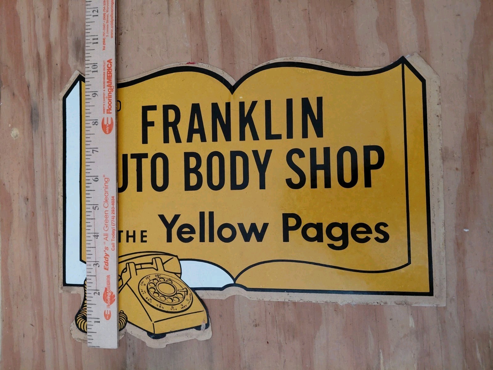 Vintage Franklin Auto Body Shop Yellow Pages Telephone Sticker Sign Water Decal?