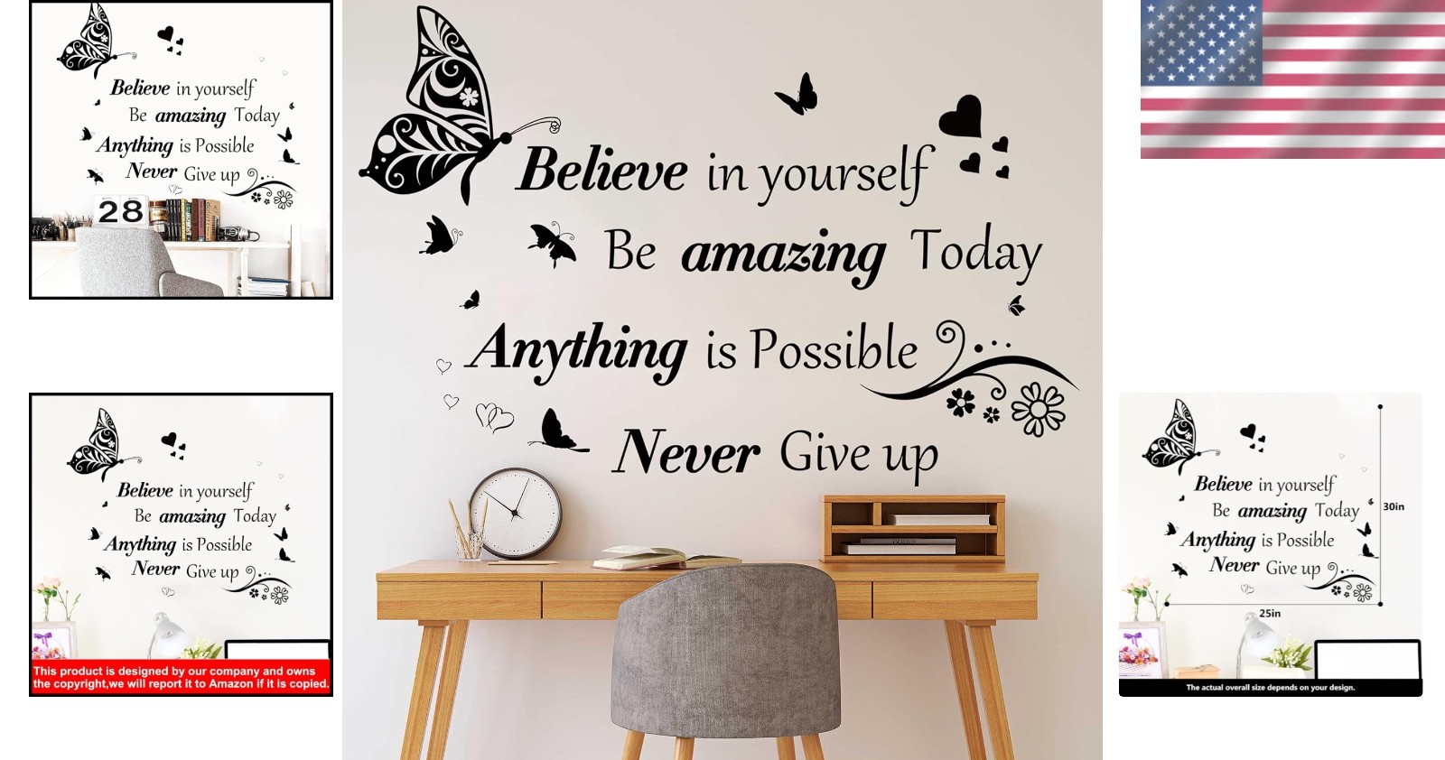 Inspirational Butterfly Wall Decals – Removable Quotes for Bedroom & Office