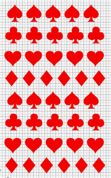 5" x 8" Card Suit Sticker Sheet Oracal 651 Vinyl Stationary Black Or Red Decals