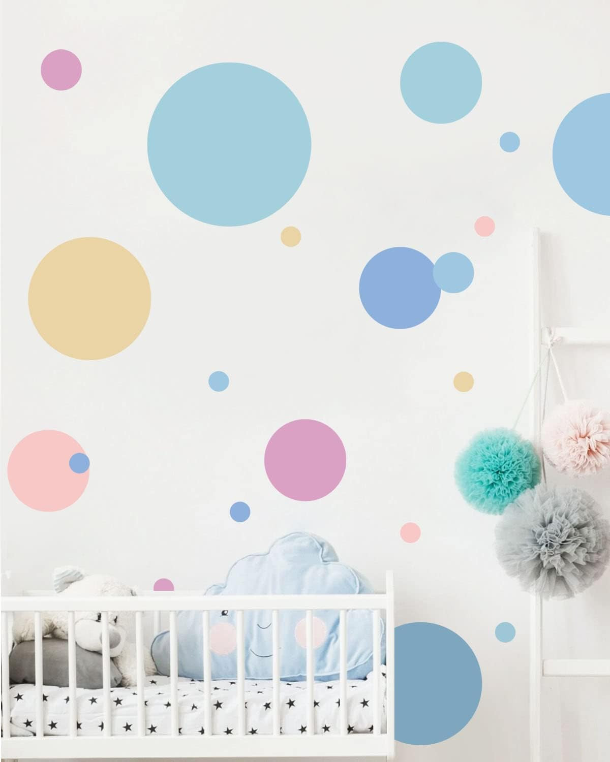 Multicolor Dots Wall Stickers Peel and Stick Vinyl Big Circle Wall Decals for Ne