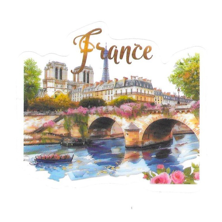 France Paris Notre Dame Eiffel Tower Die Cut Clear City Vinyl Sticker Decal