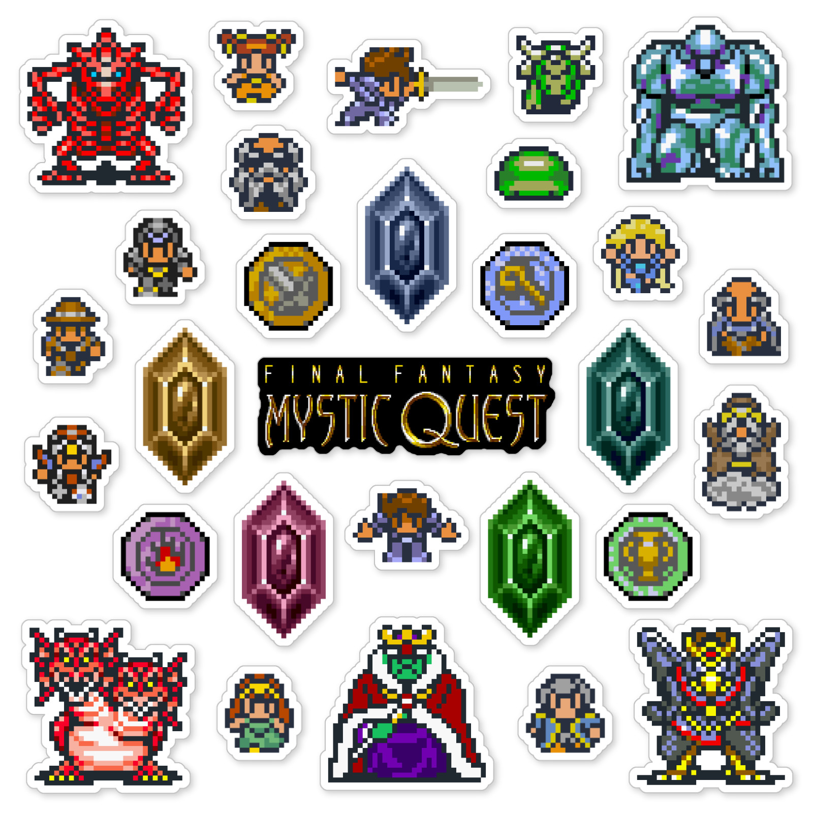 Final Fantasy Mystic Quest Stickers Super Nintendo SNES Pixel 29 Sticker Pack