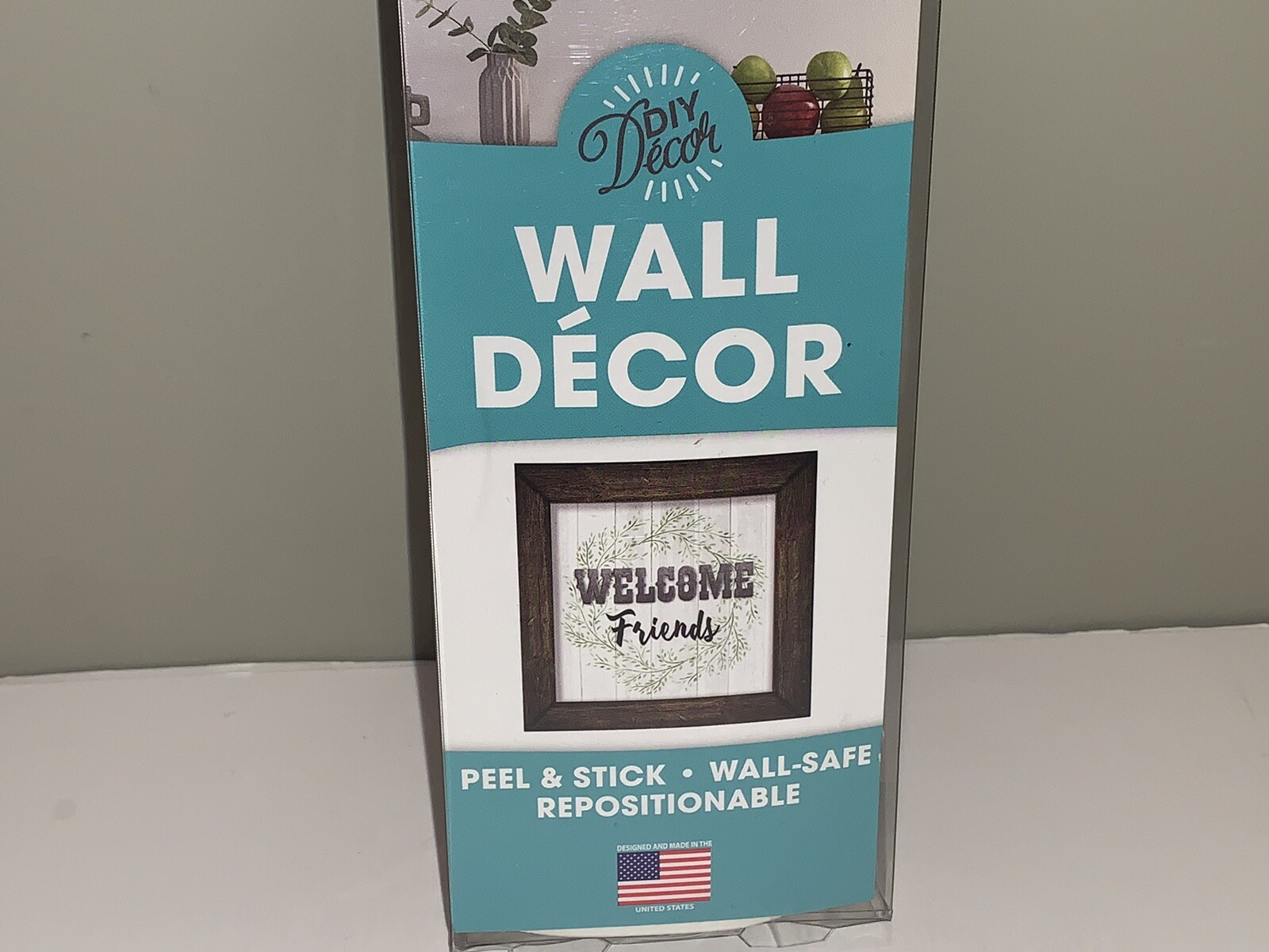 The Peel People 'Welcome Friends' Wall Decor DIY Peel & Stick 17" x 17" NIB