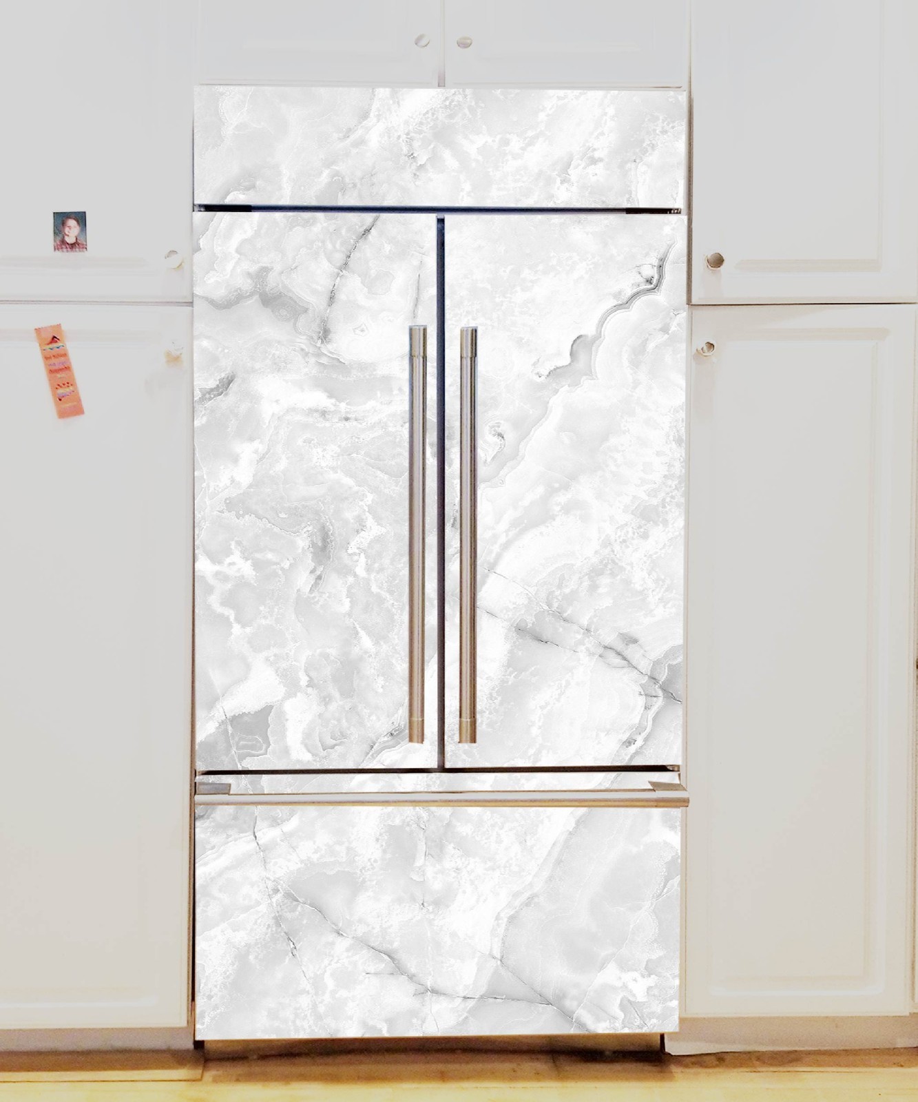 Marble Fridge Wrap Minimalist Style, Modern Kitchen Decor