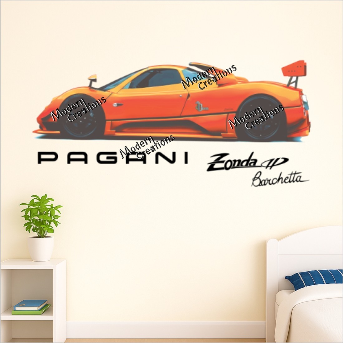 Pagani Supercar Wall Sticker Removable Racing Car Vinyl Sticker for Boys Bedroom