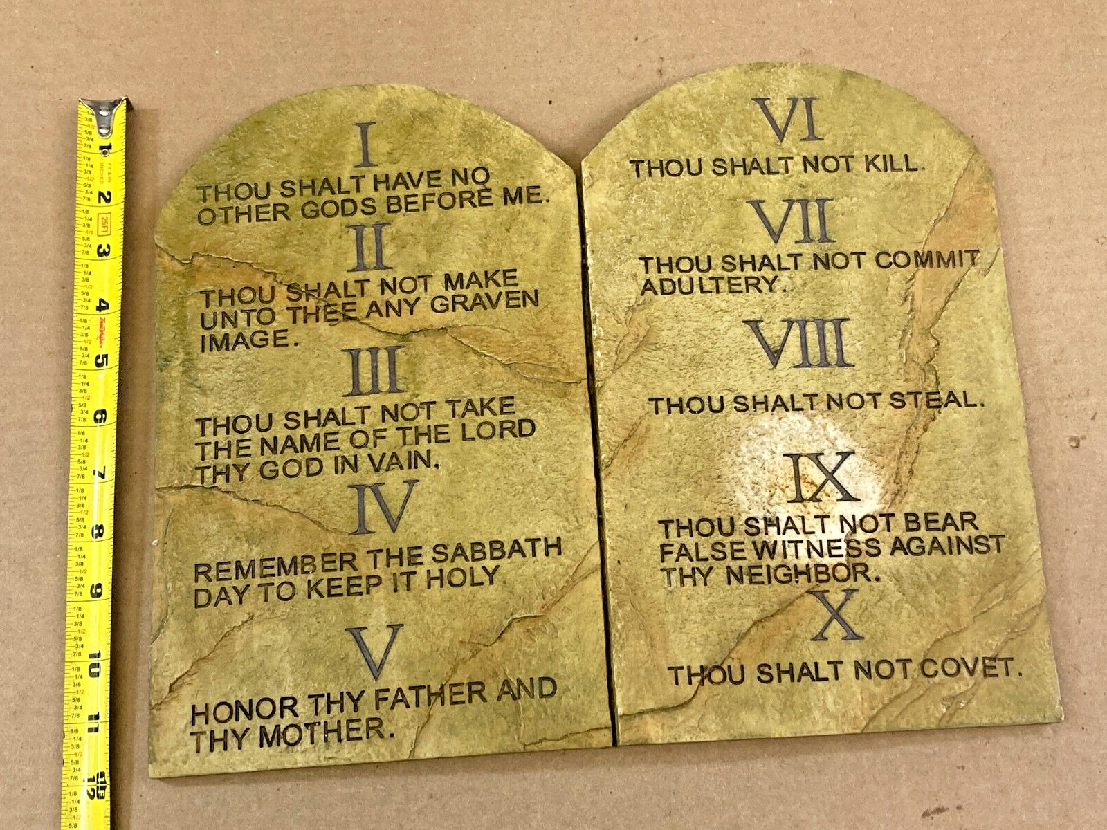 Ten Commandments Plaque ~ 15"w x 12" t ~ Solid Resin ~ 7.5 Lbs. ~ Pre-Owned