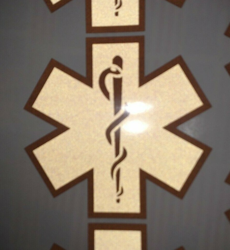 Black Subdued Reflective Star Of Life Car Fire Helmet Decal EMT multiple sizes