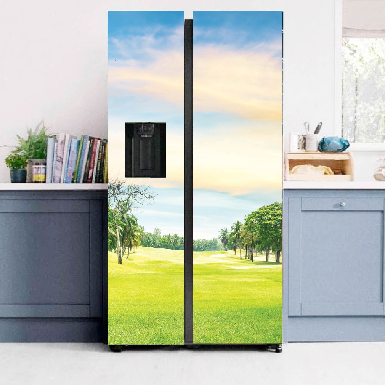 Nature Fridge Wrap, Forest Refrigerator Cover, Kitchen Vinyl
