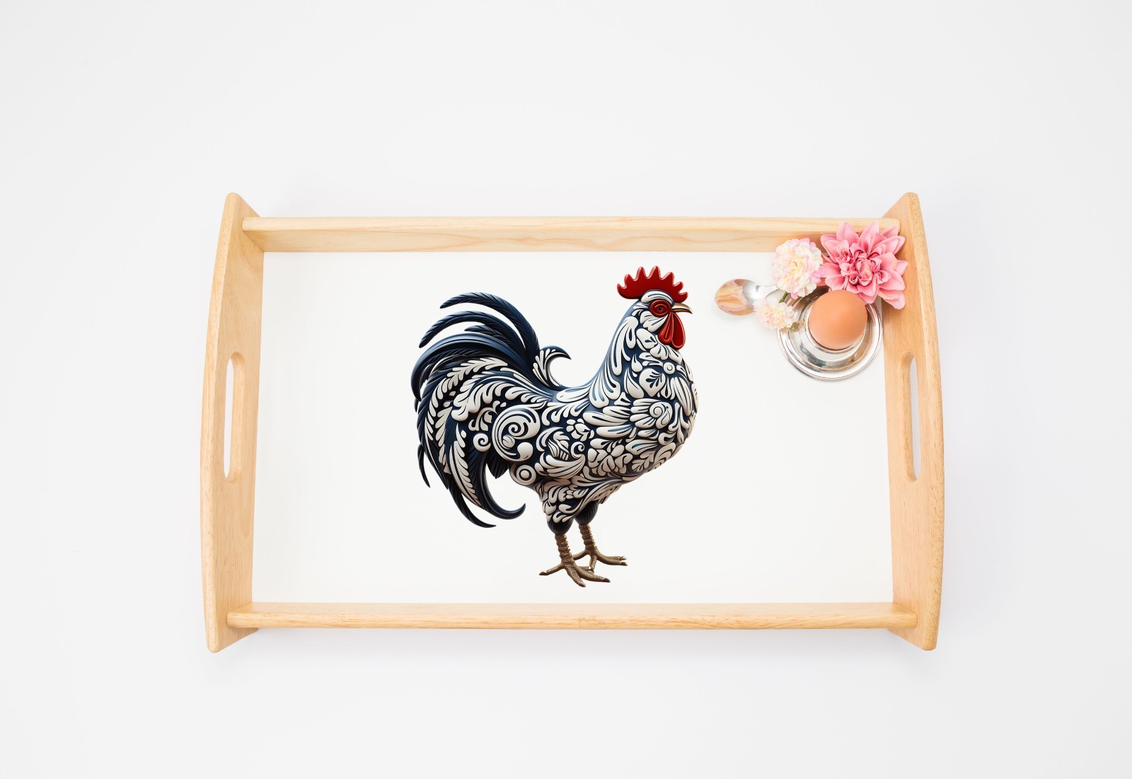 Blue and White Rooster UV DTF Transparent Sticker / Decal
