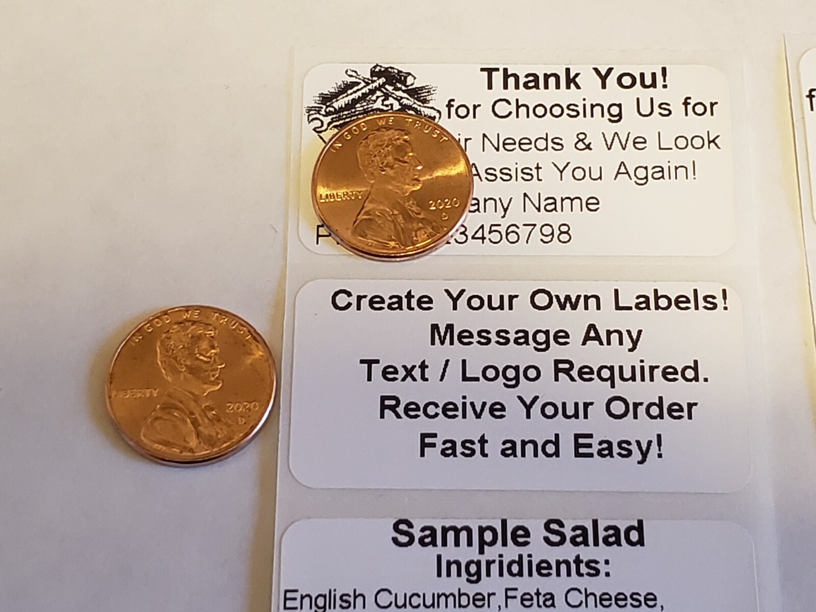 100 Custom Labels Stickers Personalized Tag 2"x1" Shipping Business Inventory
