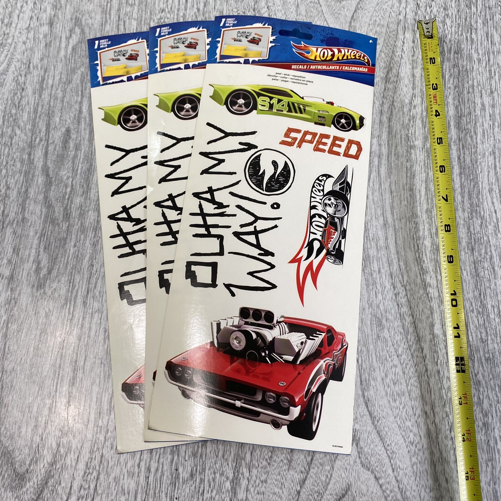 2012 Hot Wheels Wall Decal Sheet – Set of 3