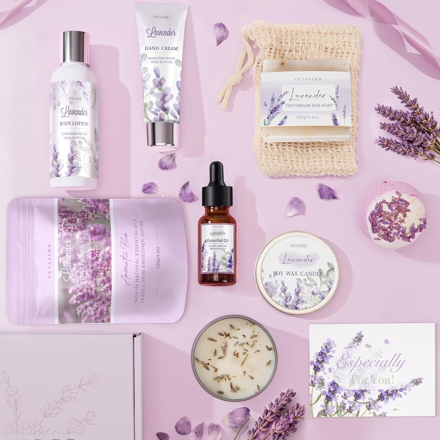 Gifts for Women, Lavender Bath and Body Gift Basket Relaxing Spa Self Care Gi…
