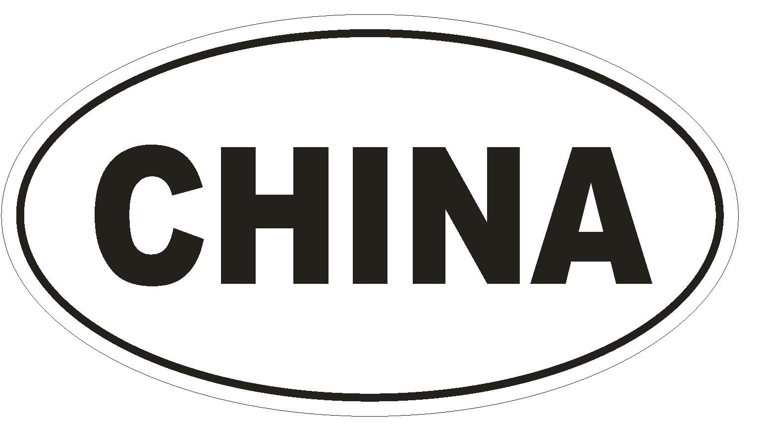 CHINA Country Code Oval Bumper Sticker or Helmet Sticker D1000