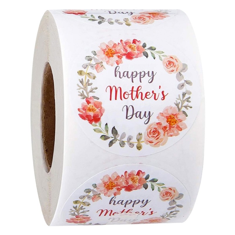 500Pcs Happy Mother s Day Sticker with Sweet Flower Design Adhesive Label Decal