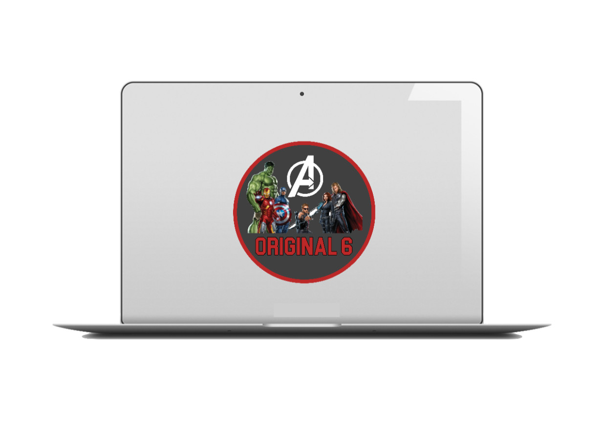 Avengers "Original 6" – 4" Handmade Vinyl Decal Vehicle Decor Cooler Laptop Gray
