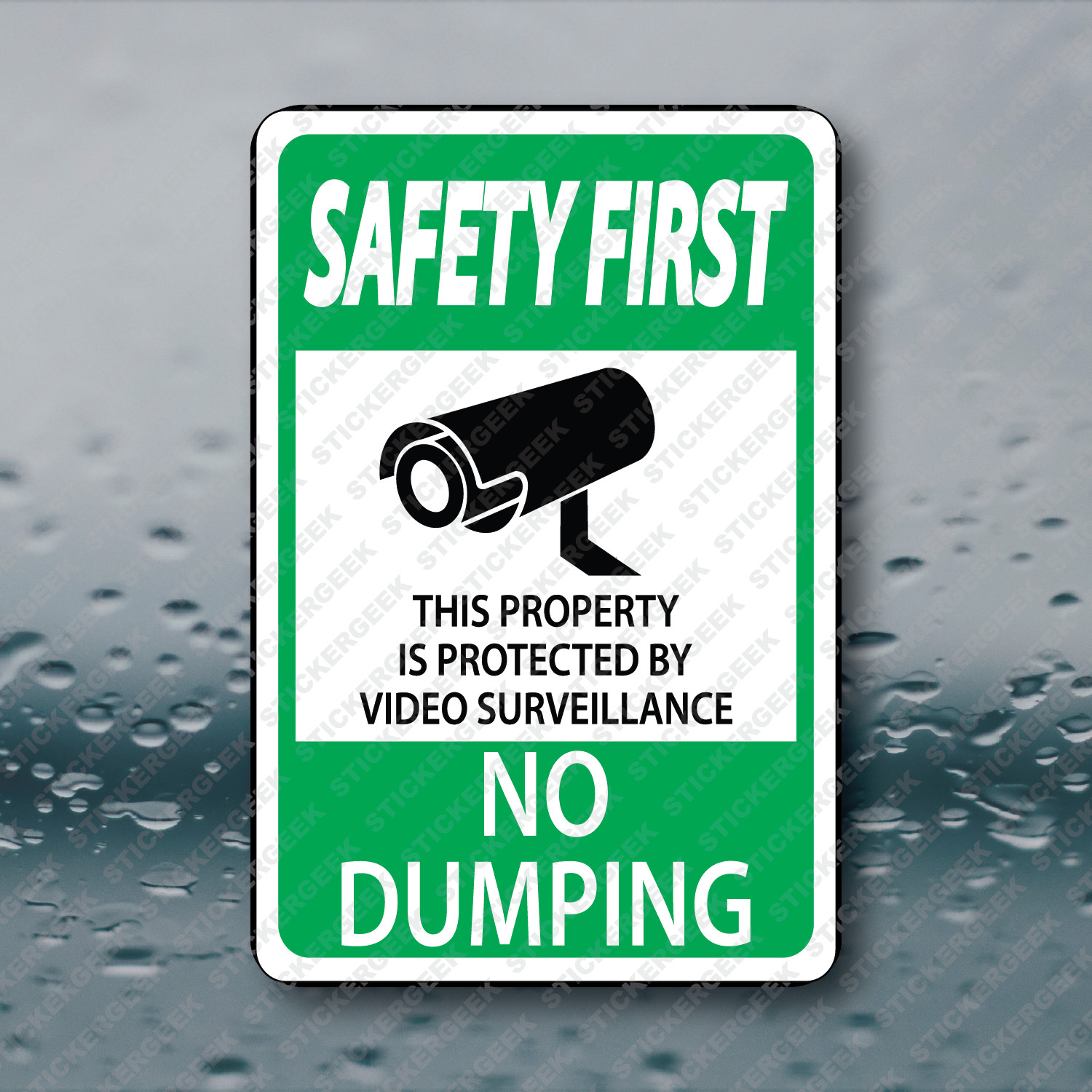 Danger No Dumping CCTV Surveillance 24Hr Security Camera Vinyl Sticker 2×3