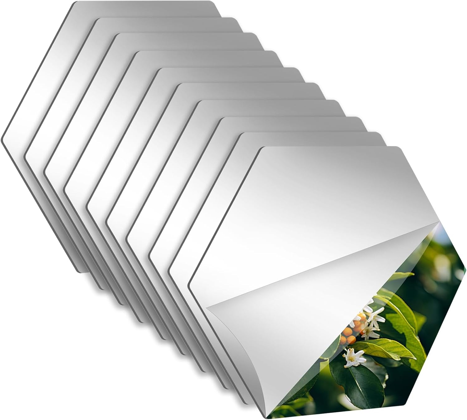 Self-Adhesive Hexagon Acrylic Mirrors 11.8×11.8 Inch – 10PCS for Home Decor