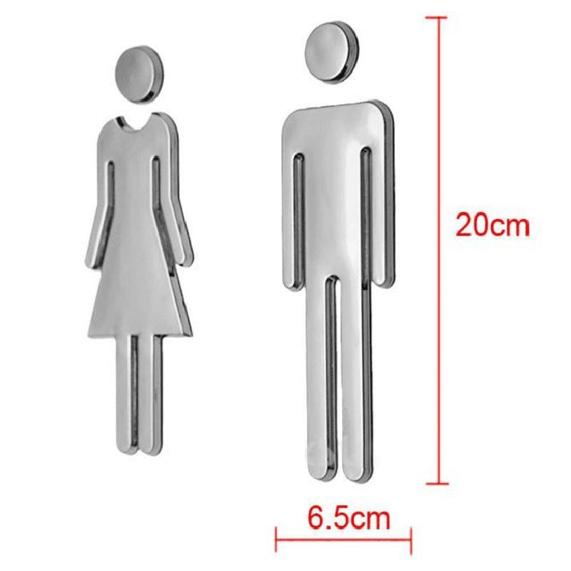 Boys/Girls Toilet Sign Wall Self-adhesive Sticker Acrylic 20 * 6.5cm 1 Pair