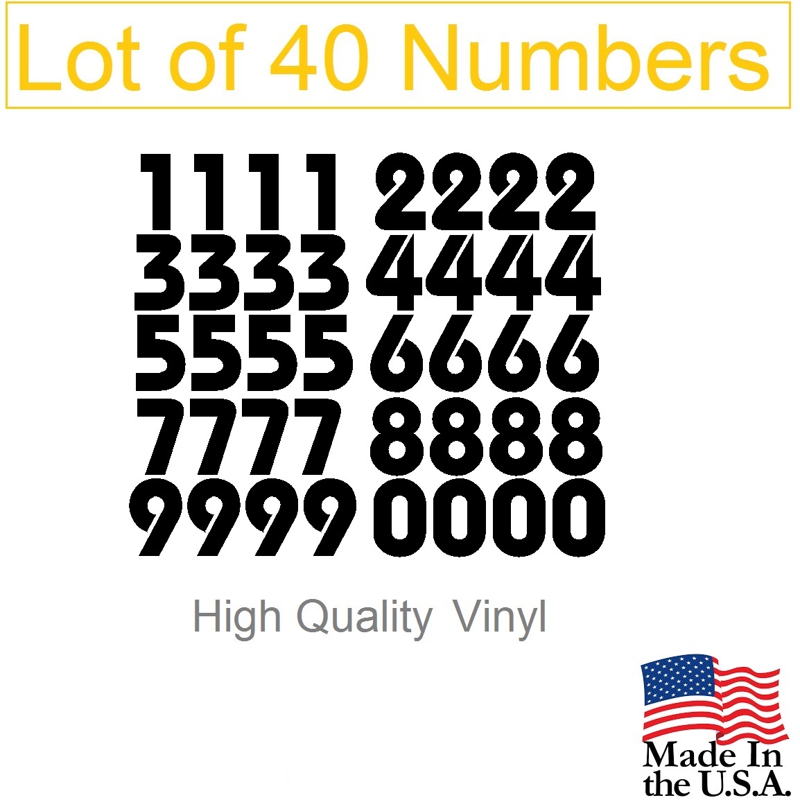 Lot of 40 White or Black Vinyl Mailbox, Tool Box,Locker Numbers Decal [Bauhaus]