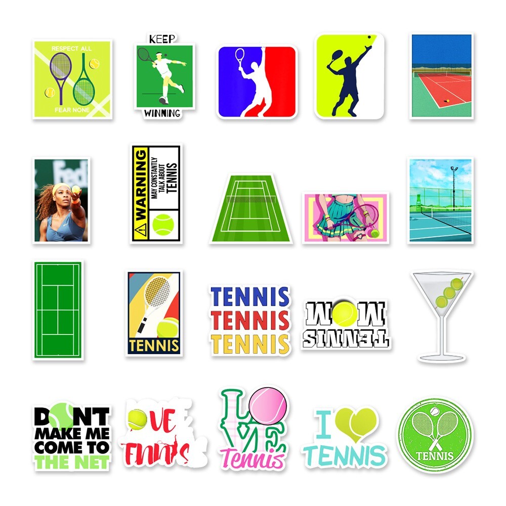 50 Pcs Stickers Tennis Sports Fridge Luggage Skateboard Car Laptop Water bottle