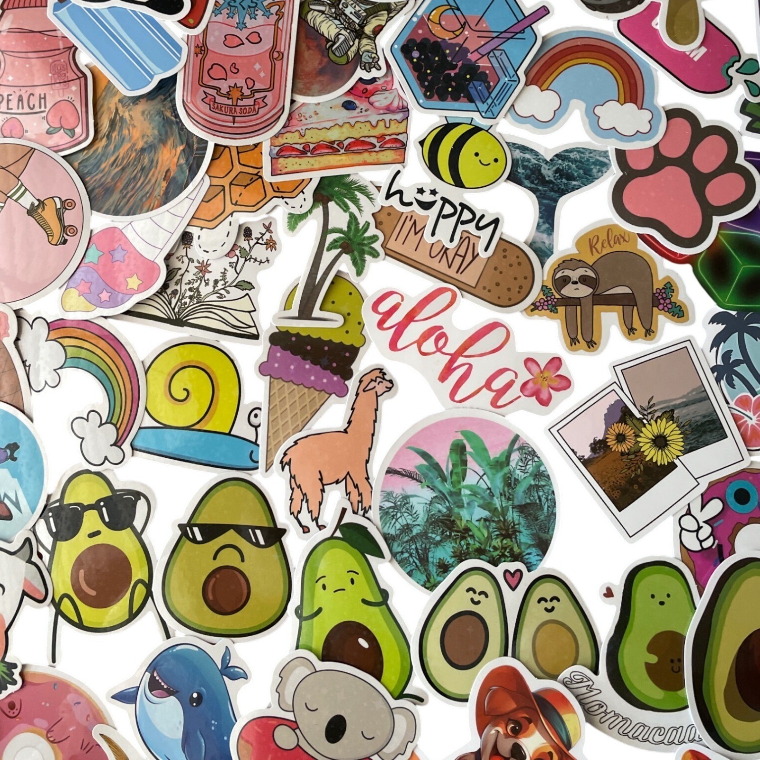 New 300+ Vinyl Stickers LOT Waterproof Fun Colorful Kawaii Animals Food Plants