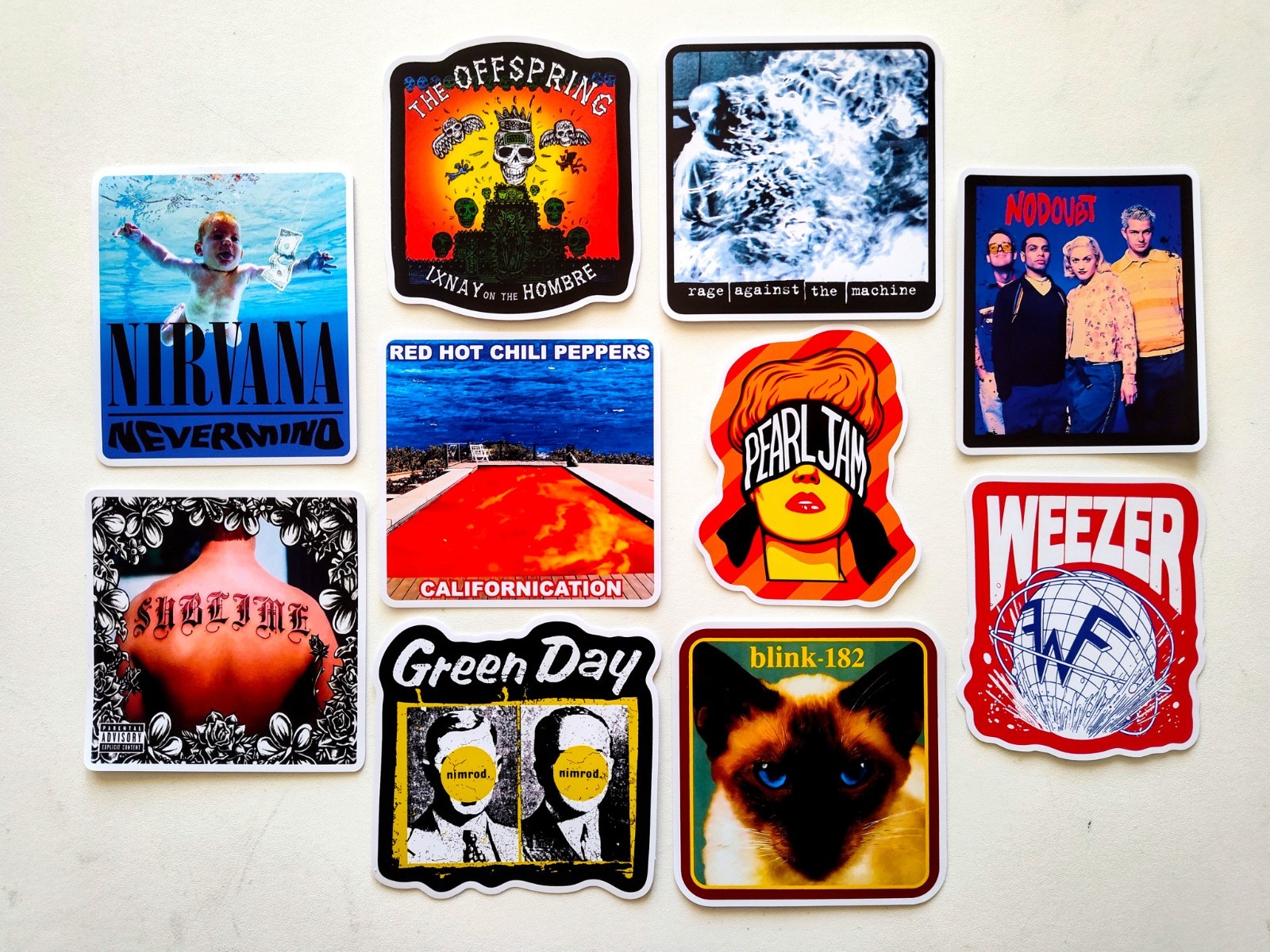 90's Alternative Vinyl Lot Pack (10 Stickers) SET 14 grunge ska punk indie emo