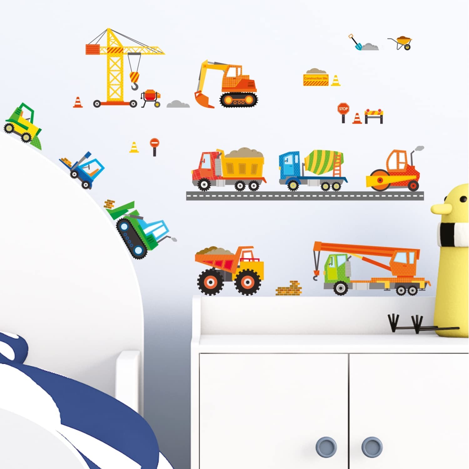 DECOWALL DS-8012 Construction Vehicles Cars Transport Kids Wall Stickers Wall…