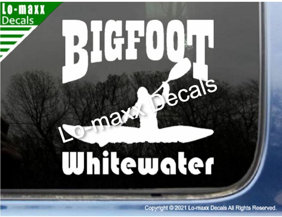 Bigfoot Whitewater River Kayaking Boating Original Design Die Cut Vinyl Decal