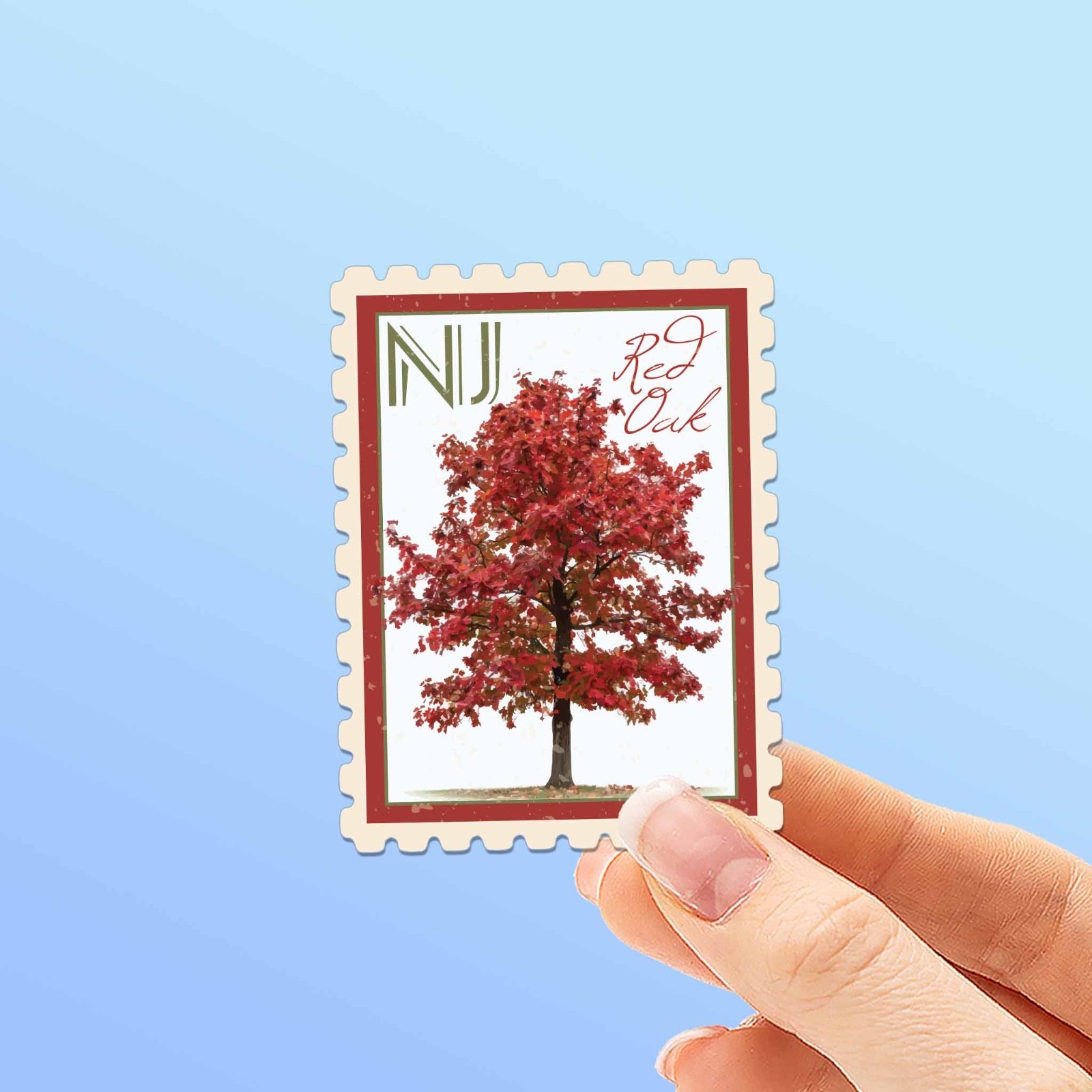 New Jersey State Tree Red Oak Sticker – NJ Vintage Stamp Decal