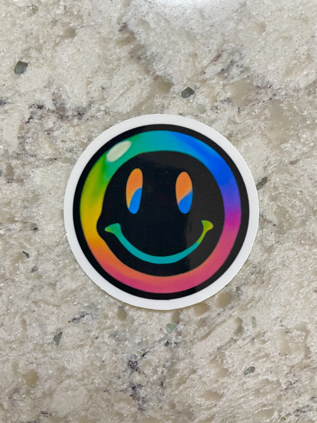 Inverted Trippy Smiley Face Sticker l Gloss or Holographic Laminate l Waterproof