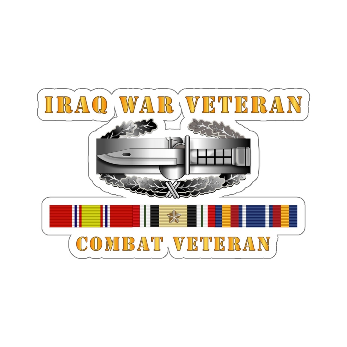 Kiss-Cut Stickers – Iraq War Veteran – Combat Action Badge w CAB IRAQ SVC