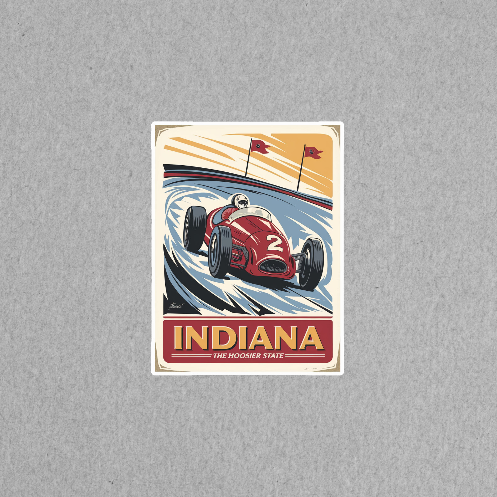 Vintage Indiana Hoosier State Racing Car Travel sticker Sticker #3418