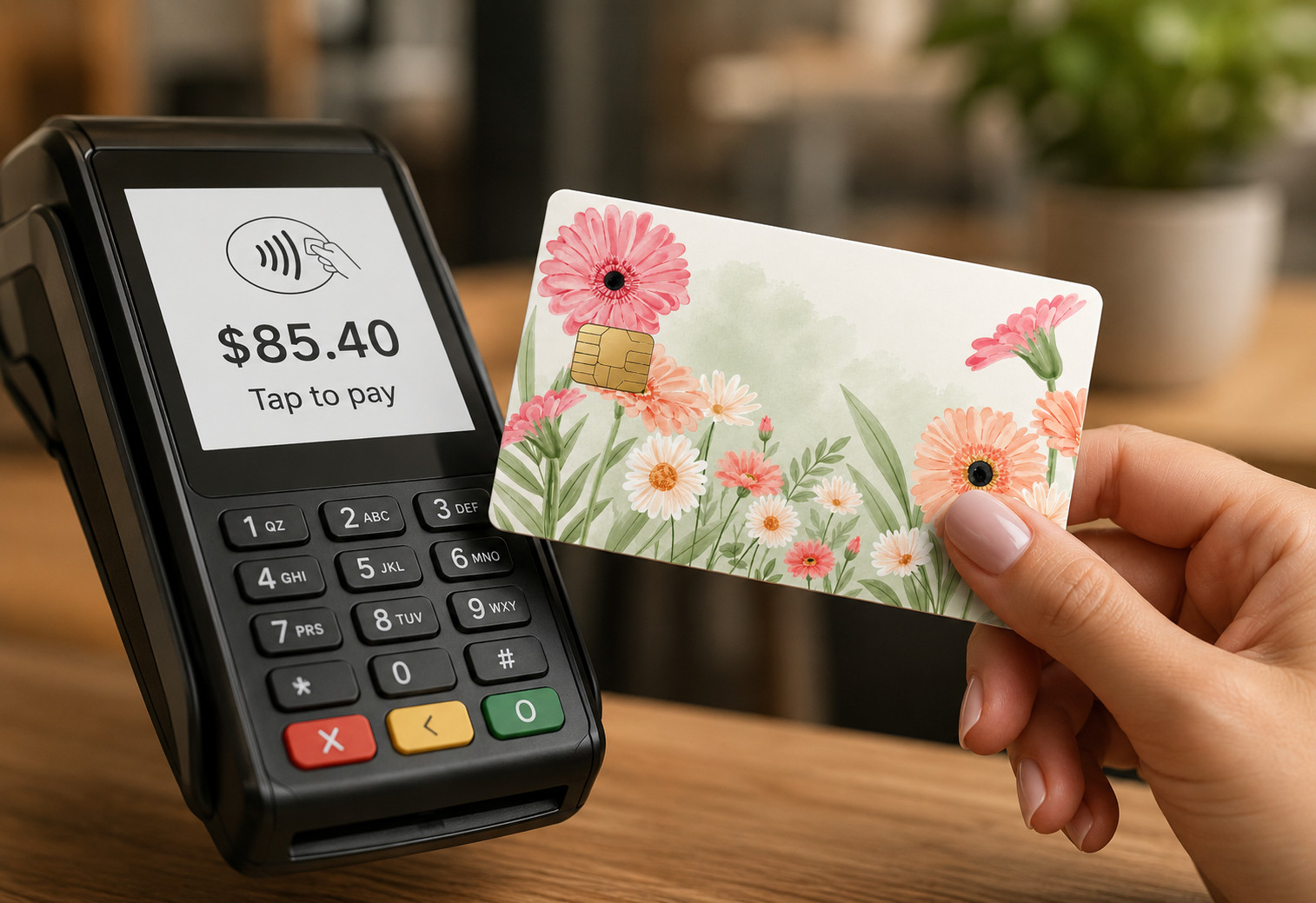 Pastel Daisy Floral Credit Card Skin Botanical Vinyl Card Wrap