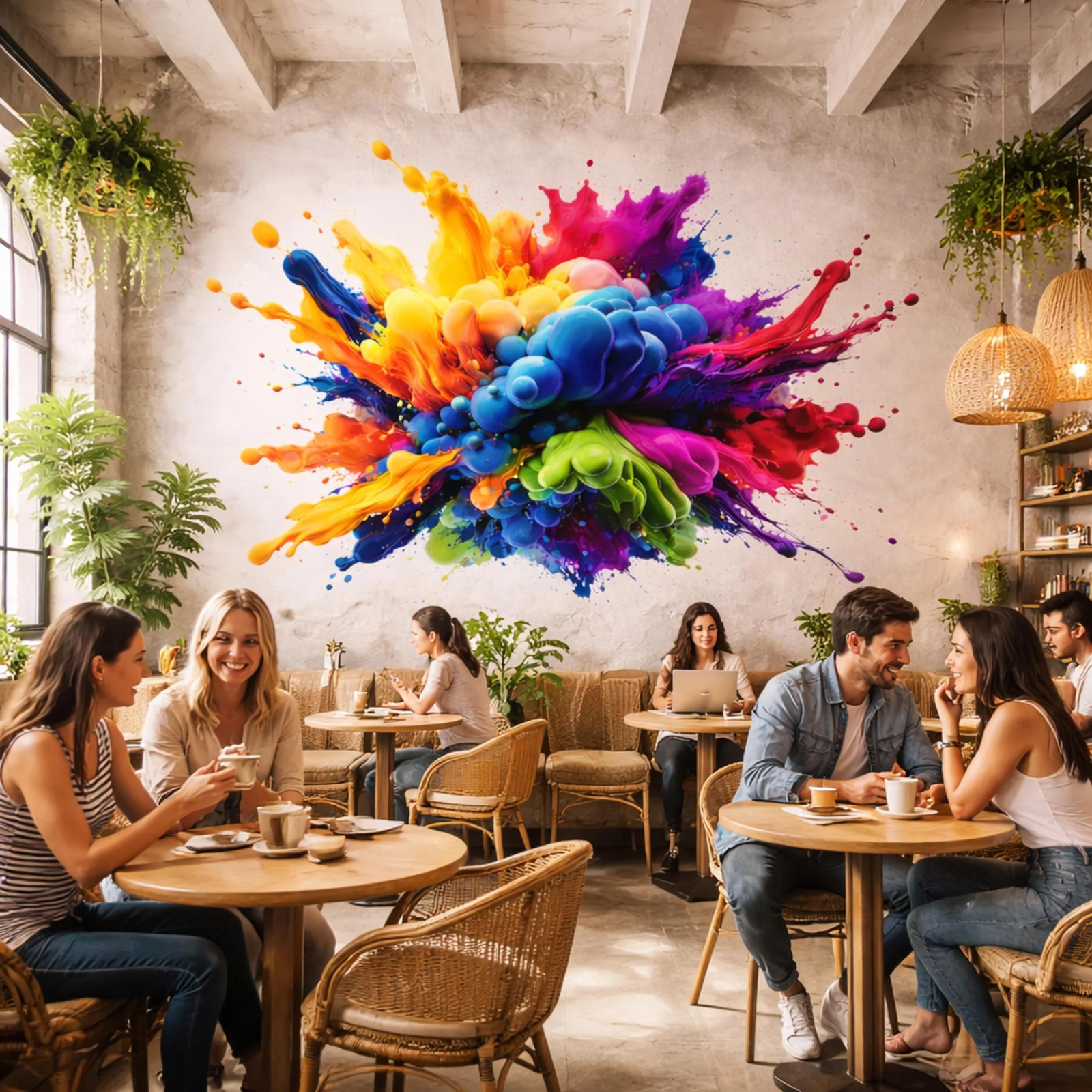 3D Paint Explosion Decal | Rainbow Splash Wall Art